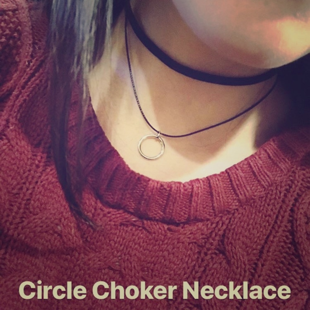 🖤 2 layers circle choker necklace